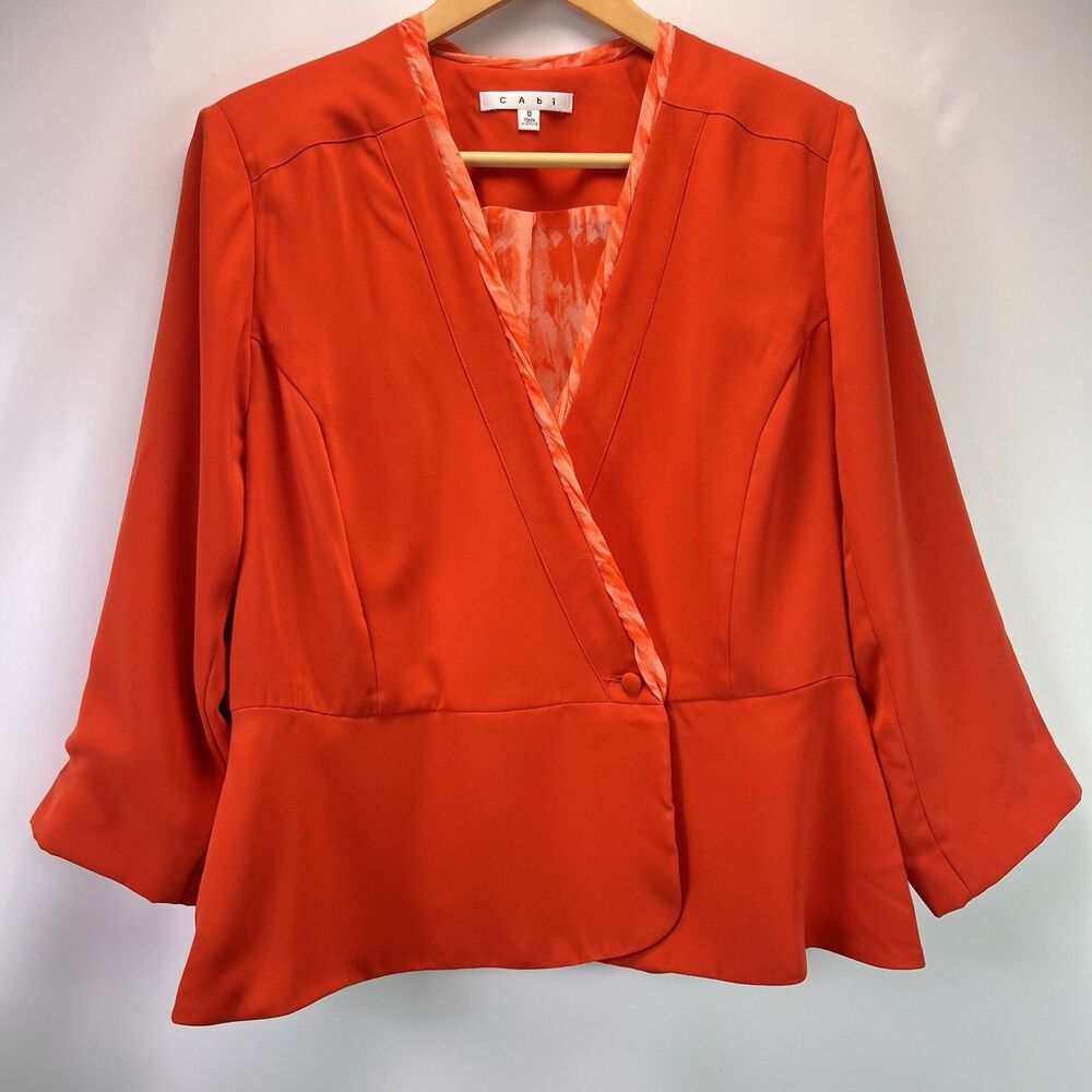 CAbi Jane Jacket Grenadine Chiffon Wrap-Style Blouse Jacket Size 8